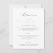Elegant Calligraphy Script Dusty Blue Wedding Info Kaart (Voorkant)