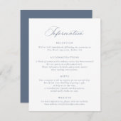 Elegant Calligraphy Script Dusty Blue Wedding Info Kaart (Voorkant / Achterkant)