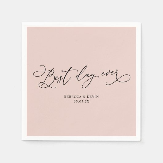 Elegant Calligraphy Script Dusty Roos Wedding Servet (Voorkant)