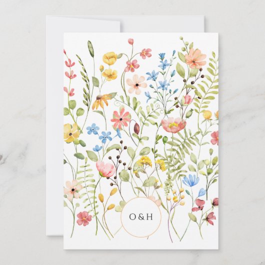 Elegant Calligraphy Script Floral Wedding Kaart (Achterkant)