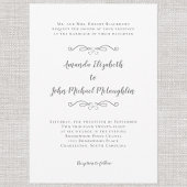 Elegant Calligraphy Script Formal Wedding Grey Kaart