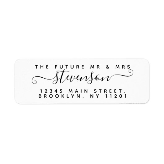 Elegant Calligraphy Script Future MR MRS Wedding Etiket (Voorkant)
