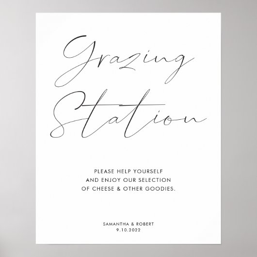 Elegant Calligraphy Script Grazing Station Wedding Poster (Voorkant)