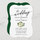 Elegant Calligraphy Script Green Floral Wedding Kaart (Voorkant / Achterkant)