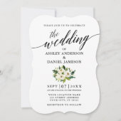 Elegant Calligraphy Script Green Floral Wedding Kaart (Voorkant)