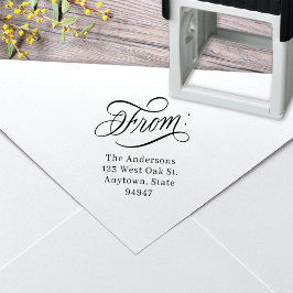 Elegant Calligraphy Script Holiday Return Address Zelfinktende Stempel