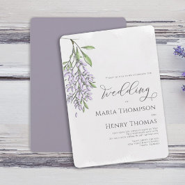 Elegant Calligraphy Script Lavender Wedding Kaart