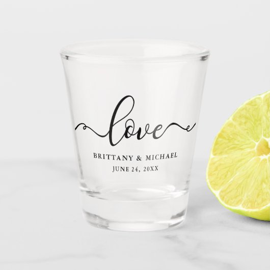 Elegant Calligraphy Script Love Wedding Shot Glas (Voorkant)