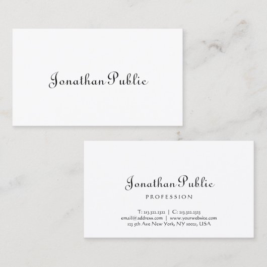 Elegant Calligraphy Script Minimalist Sjabloon Visitekaartje (Voorkant / Achterkant)