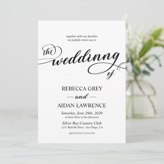 Elegant Calligraphy Script Monogram Photo Weddensc Kaart (Staand voorkant)