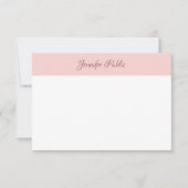 Elegant Calligraphy Script Name Blush Pink White Notitiekaartje (Voorkant)
