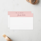 Elegant Calligraphy Script Name Blush Pink White Notitiekaartje (Voorkant / Achterkant in situ)