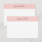 Elegant Calligraphy Script Name Blush Pink White Notitiekaartje (Voorkant / Achterkant)