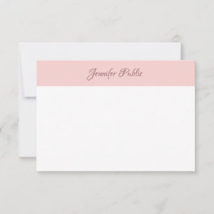 Elegant Calligraphy Script Name Blush Pink White Notitiekaartje
