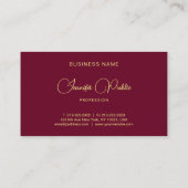 Elegant Calligraphy Script Name Gold Text Ruby Red Visitekaartje (Achterkant)