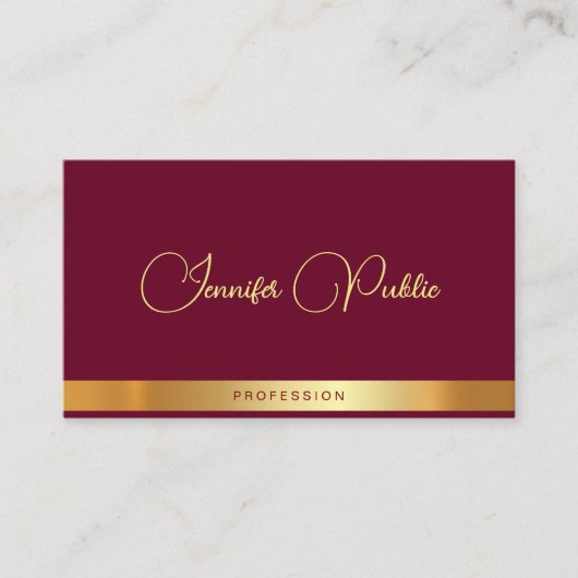 Elegant Calligraphy Script Name Gold Text Ruby Red Visitekaartje (Voorkant)
