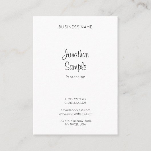 Elegant Calligraphy Script Name Minimalist Trendy Visitekaartje (Voorkant)