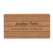 Elegant Calligraphy Script Name Text Wood Shipping Etiket (Voorkant)