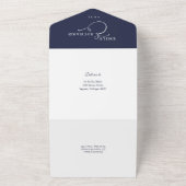 Elegant Calligraphy Script Navy Blue Wedding All In One Uitnodiging (Buitenkant)