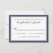 Elegant Calligraphy Script Navy Blue Wedding RSVP (Voorkant)