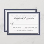 Elegant Calligraphy Script Navy Blue Wedding RSVP (Voorkant / Achterkant)