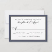 Elegant Calligraphy Script Navy Blue Wedding RSVP (Voorkant)