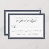 Elegant Calligraphy Script Navy Blue Wedding RSVP (Voorkant / Achterkant)