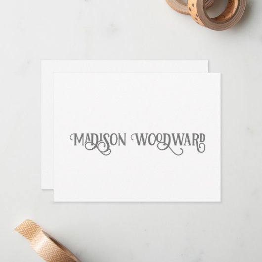 Elegant Calligraphy Script Note Card Notitiekaartje (Voorkant / Achterkant in situ)