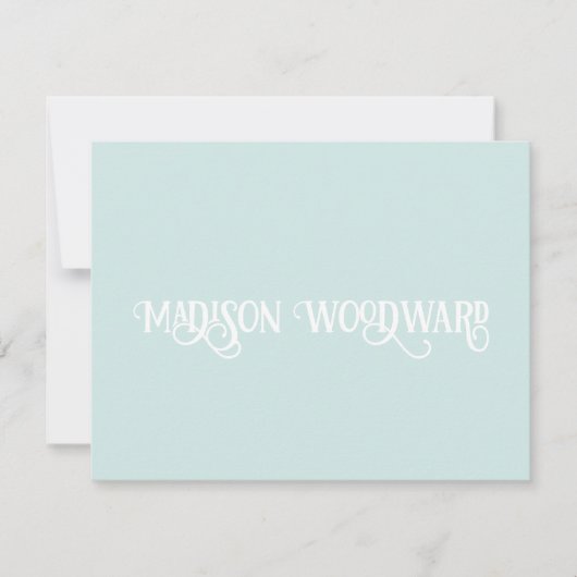 Elegant Calligraphy Script Pastel Blue Note Card Notitiekaartje (Voorkant)