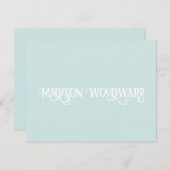 Elegant Calligraphy Script Pastel Blue Note Card Notitiekaartje (Voorkant / Achterkant)