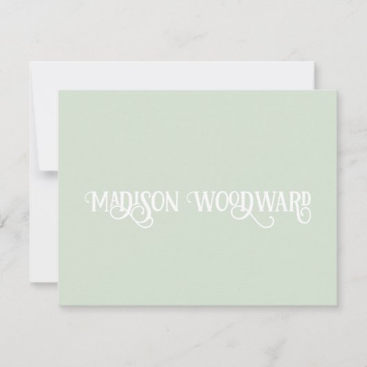 Elegant Calligraphy Script Pastel Green Notitiekaartje (Voorkant)