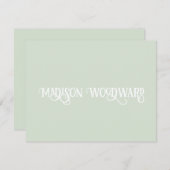 Elegant Calligraphy Script Pastel Green Notitiekaartje (Voorkant / Achterkant)
