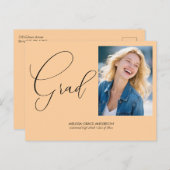 Elegant Calligraphy Script Photo Afstuderen Uitnodiging Briefkaart (Voorkant / Achterkant)