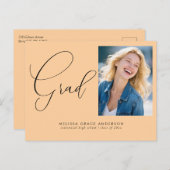 Elegant Calligraphy Script Photo Afstuderen Uitnodiging Briefkaart (Voorkant / Achterkant)