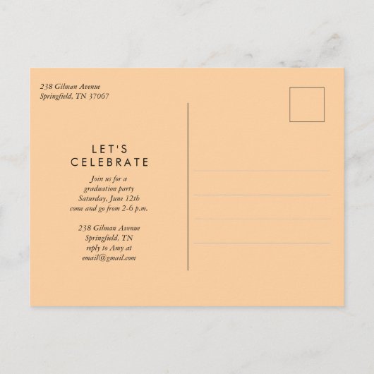 Elegant Calligraphy Script Photo Afstuderen Uitnodiging Briefkaart (Achterkant)