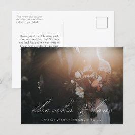Elegant Calligraphy Script Photo Bedankt Wedding Briefkaart