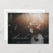Elegant Calligraphy Script Photo Bedankt Wedding Briefkaart (Voorkant / Achterkant)