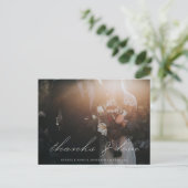 Elegant Calligraphy Script Photo Bedankt Wedding Briefkaart (Staand voorkant)