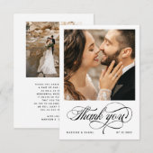 Elegant Calligraphy Script Photo Chic Wedding Bedankkaart (Voorkant / Achterkant)