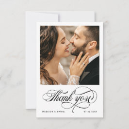 Elegant Calligraphy Script Photo Chic Wedding Bedankkaart