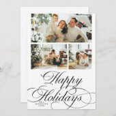 Elegant Calligraphy Script Photo Collage Christmas Feestdagenkaart (Voorkant / Achterkant)