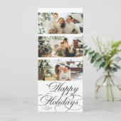 Elegant Calligraphy Script Photo Collage Christmas Feestdagenkaart (Staand voorkant)