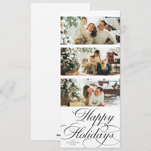 Elegant Calligraphy Script Photo Collage Christmas Feestdagenkaart (Voorkant / Achterkant)