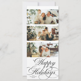 Elegant Calligraphy Script Photo Collage Christmas Feestdagenkaart