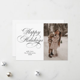 Elegant Calligraphy Script Photo Collage Christmas Feestdagenkaart