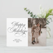 Elegant Calligraphy Script Photo Collage Christmas Feestdagenkaart (Staand voorkant)