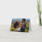 Elegant Calligraphy Script Photo Wedding Bedankkaart (Voorkant)