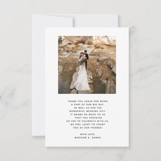 Elegant Calligraphy Script Photo Wedding Black Bedankkaart (Achterkant)