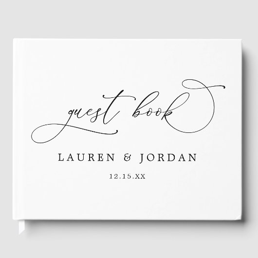 Elegant Calligraphy Script Photo Wedding Gastenboek (Voorkant)