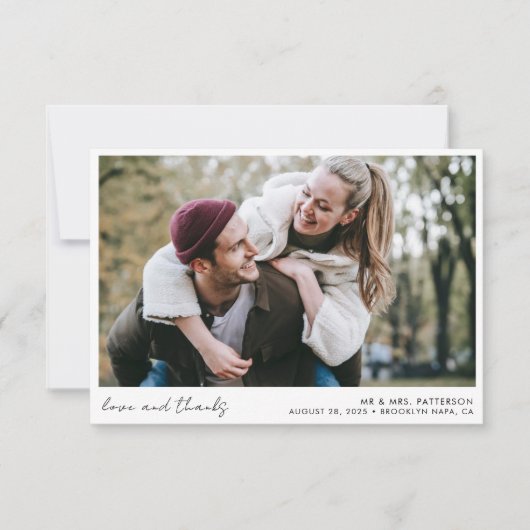 Elegant Calligraphy Script Simple Photo Wedding Bedankkaart (Voorkant)